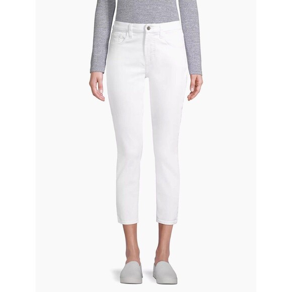 Jen7 Seven For All Mankind Jeans Cropped Skinny Ivory White Denim Stretch 8 NWT - Picture 1 of 13